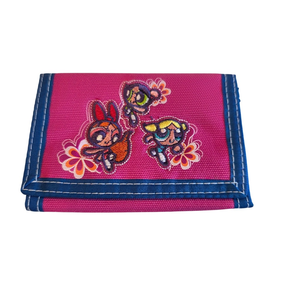 Vintage 2003 Powerpuff Girls Wallet Y2K Cartoon Network Pink Canvas Trifold